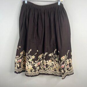 Vintage Womens Forest Fairy Goblincore Midi Skirt Petite Small Earthy Floral